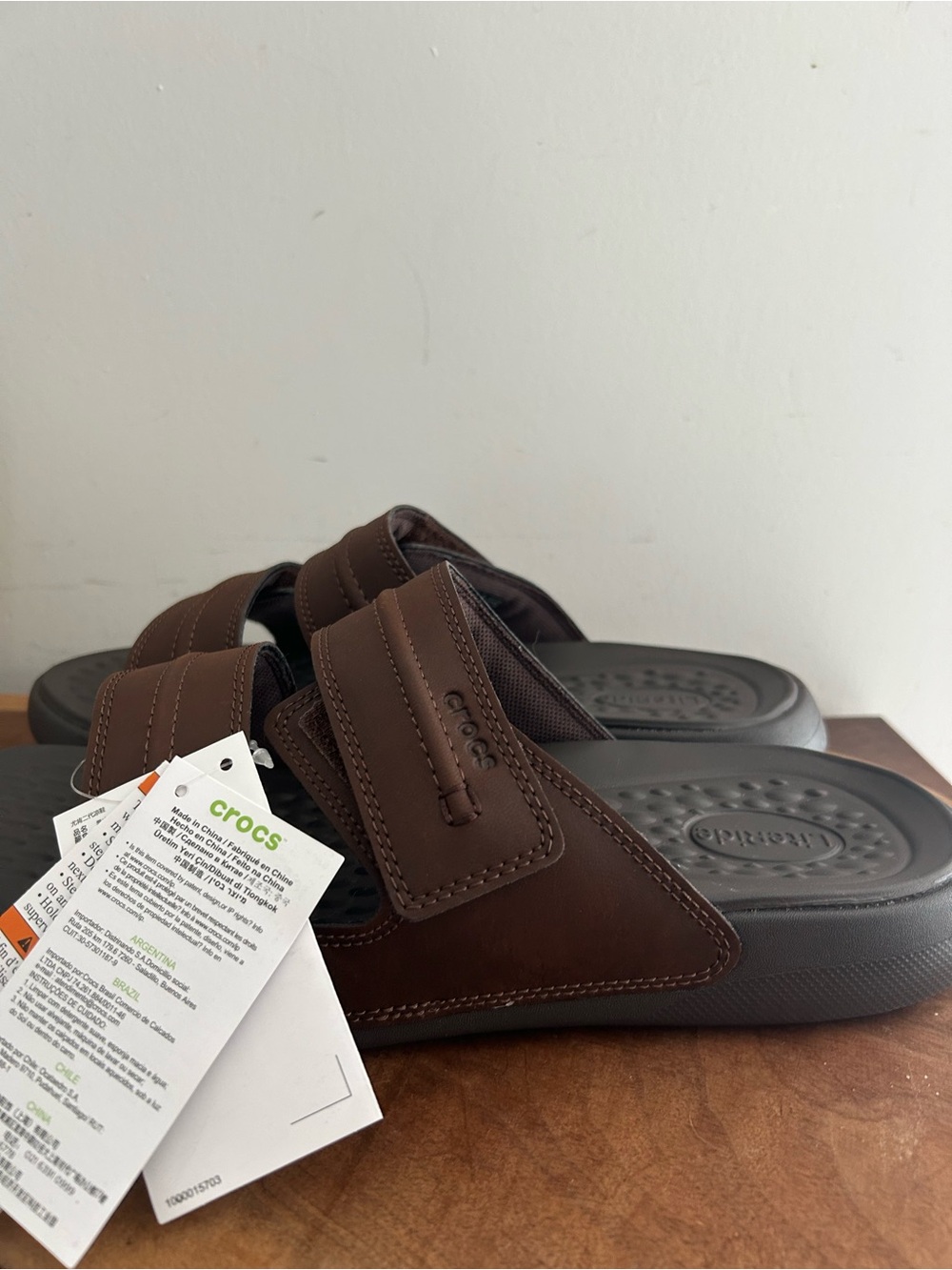 NWT-CROCS Men's Dual-Strap Slide Yukon Vista ll LiteRide Expresso Brown size 9
